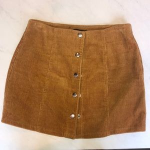 Brown corduroy button skirt